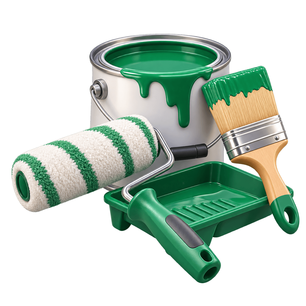 Painting tools and supplies arranged for FUNDI painting services.