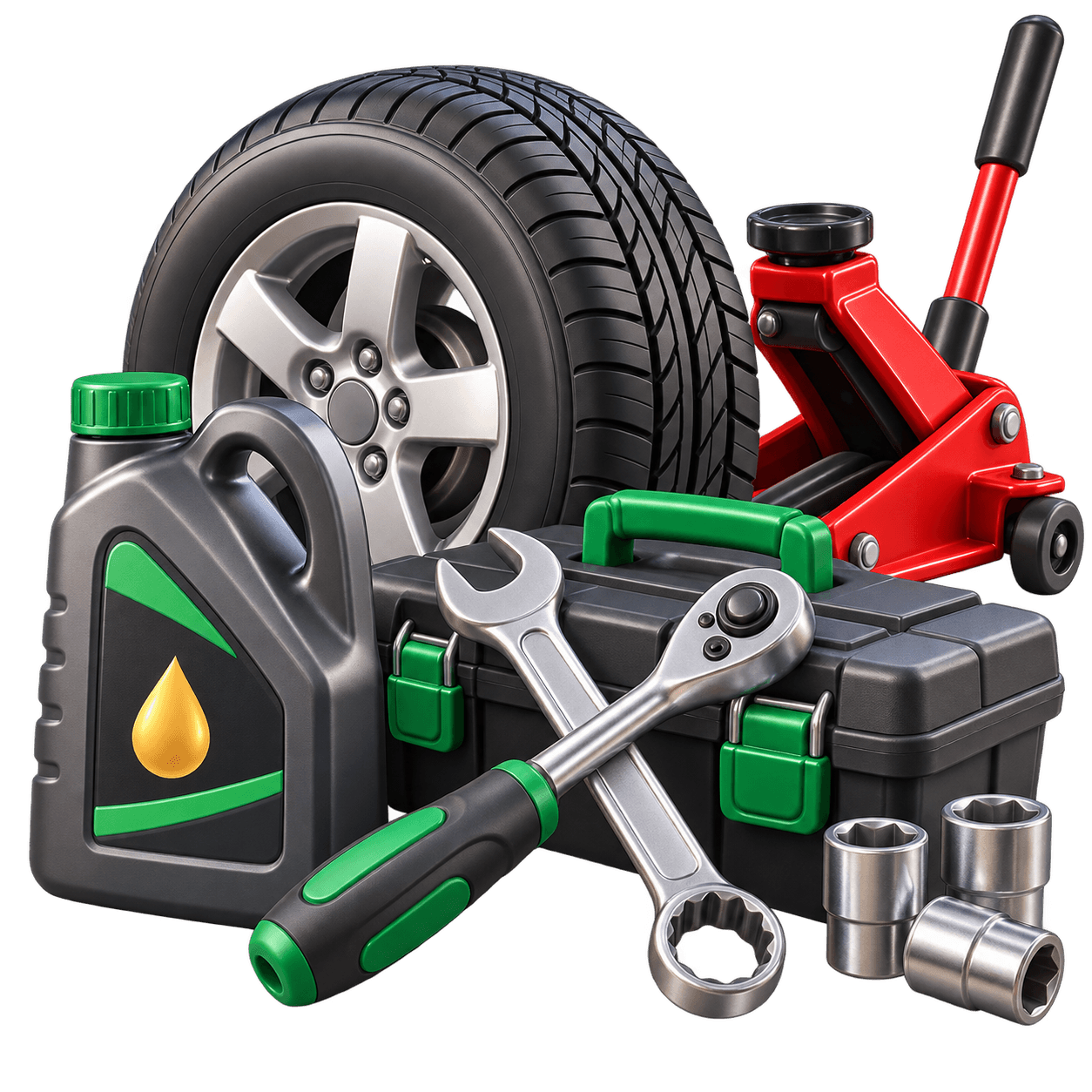 Vehicle mechanic tools arranged for FUNDI mechanics services.